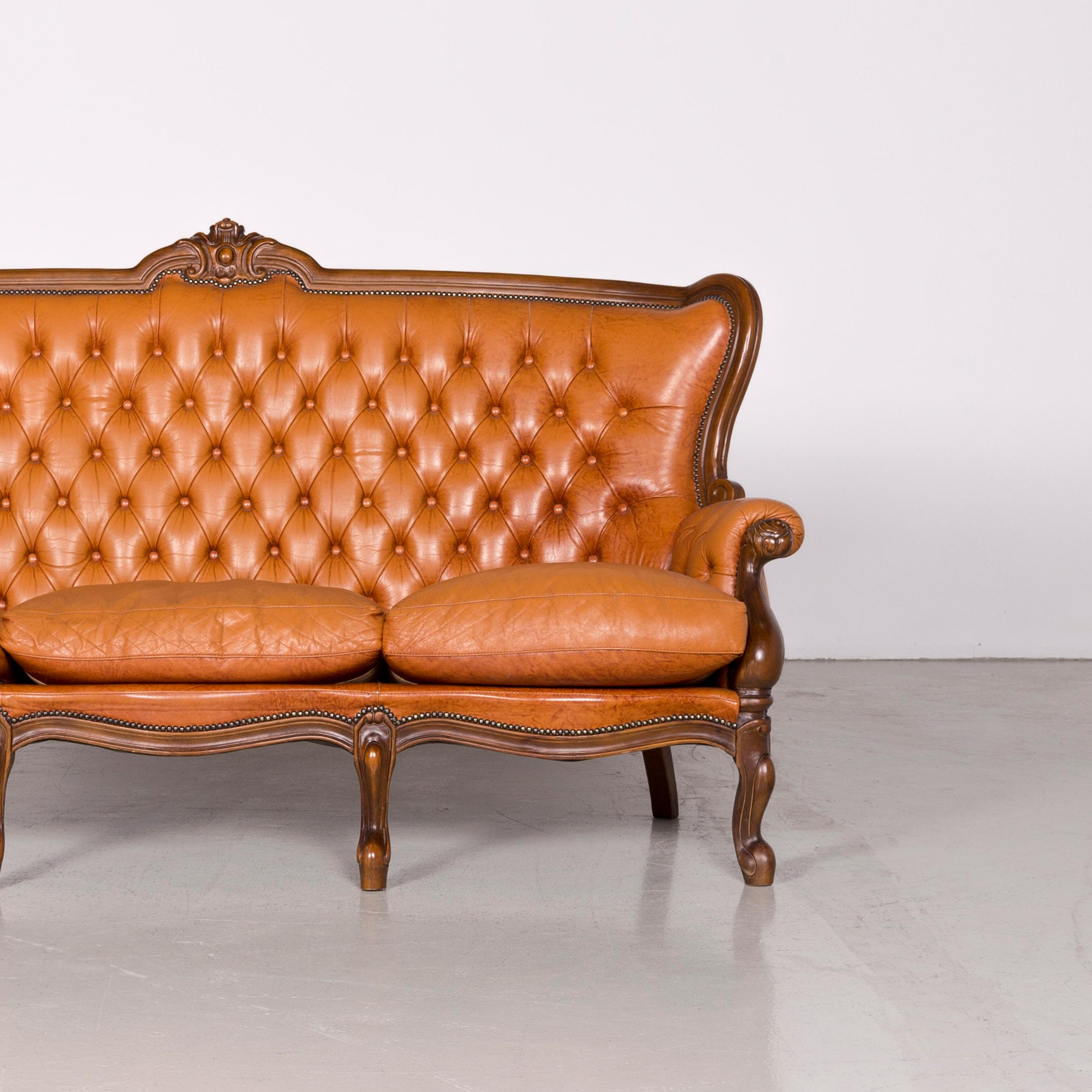 Contemporary Chesterfield Leather Sofa Brown Vintage Retro Couch For Sale