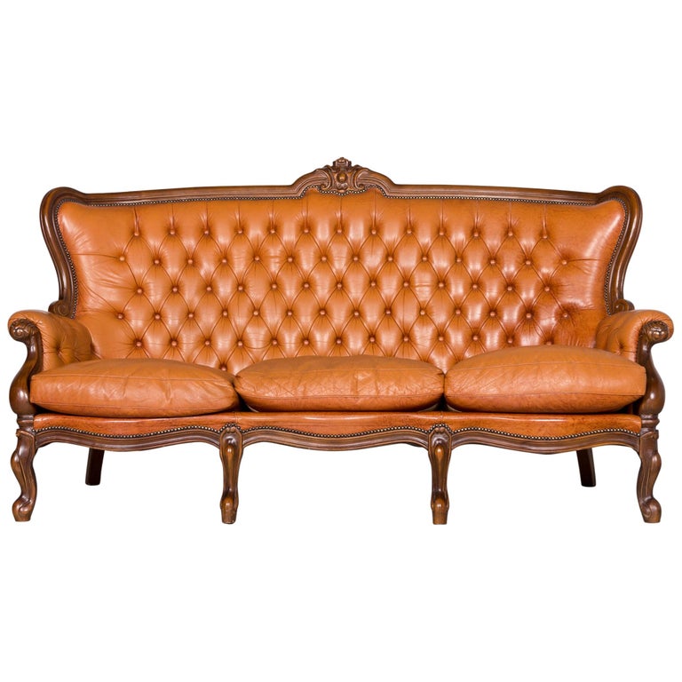 Chesterfield Leather Sofa Brown Vintage Retro Couch For Sale at 1stDibs