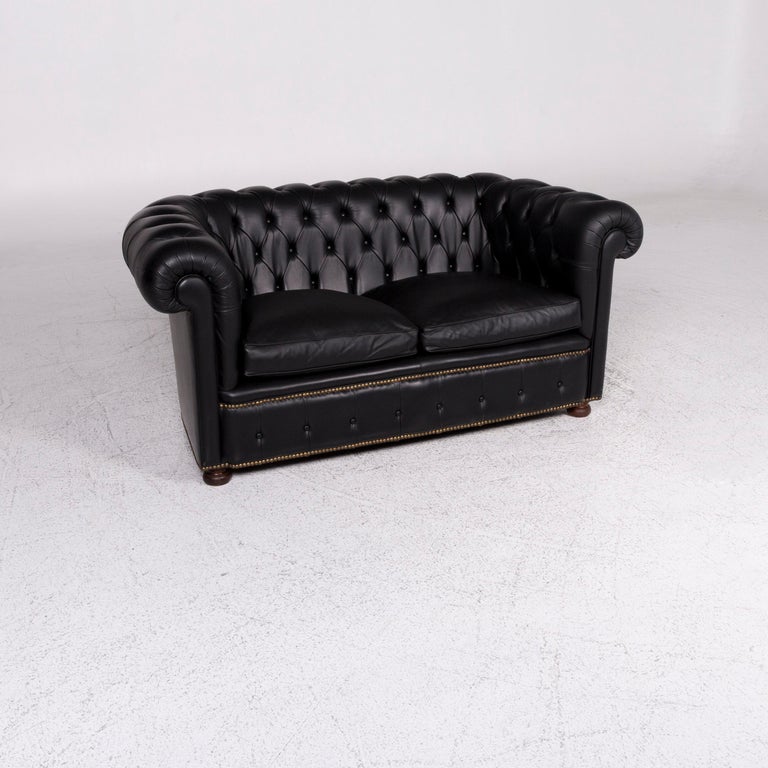 Chesterfield Leather Sofa Gray TwoSeat Retro Couch at 1stDibs