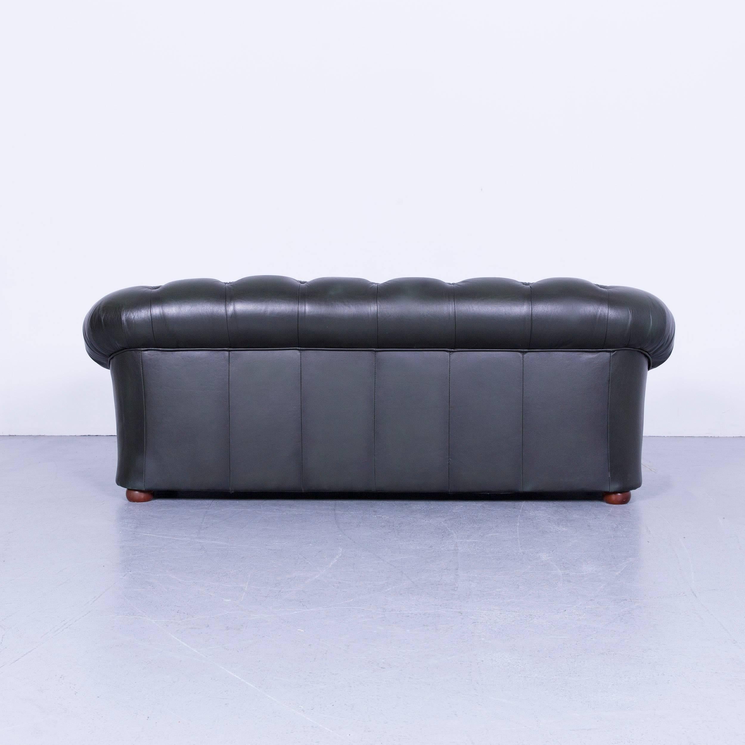 Chesterfield Leather Sofa Green Three-Seat Couch 3