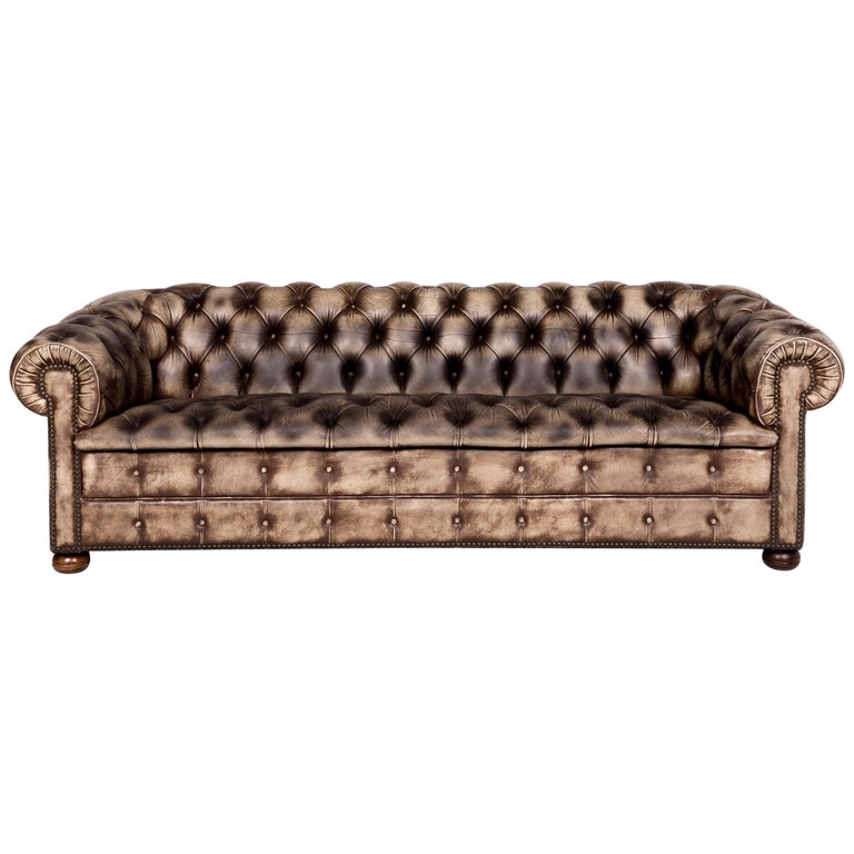 Chesterfield Leather Sofa Leather Sofa Cream Pattern Genuine Leather at
