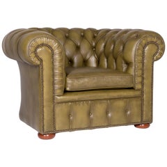 Chesterfield Leather Sofa Olive Green Green Retro Vintage Couch