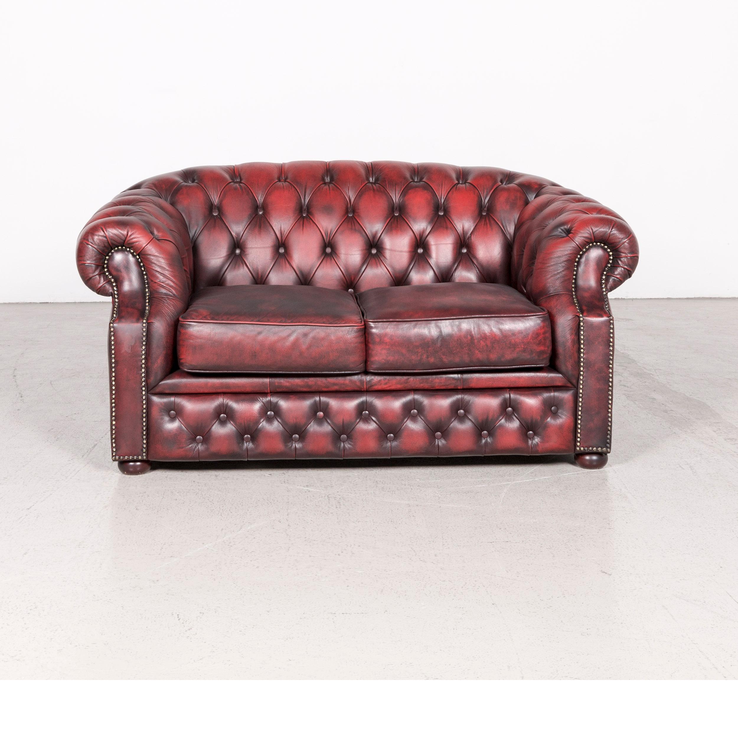 dark red leather sofa