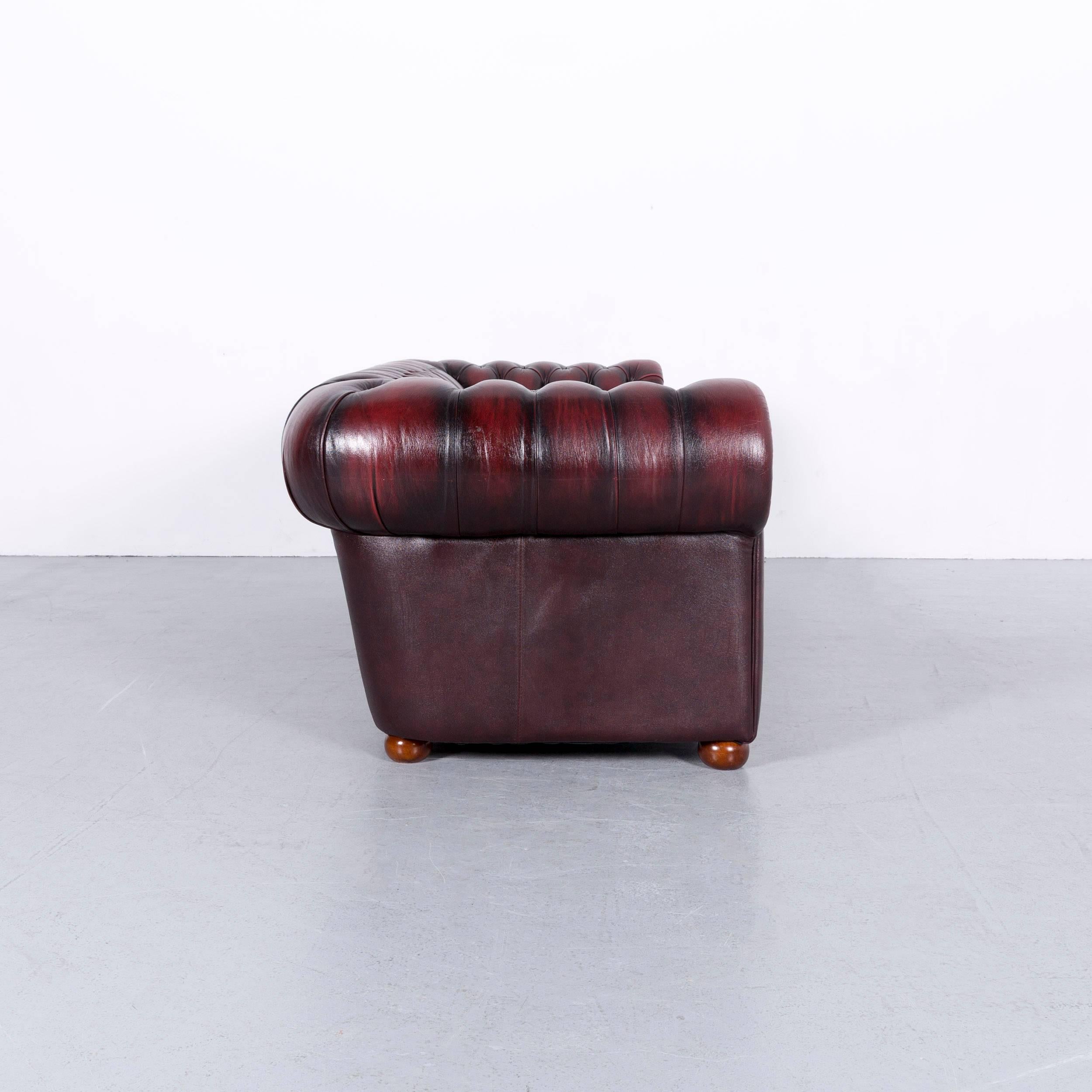 Chesterfield Leather Sofa Red Three-Seat Couch 2