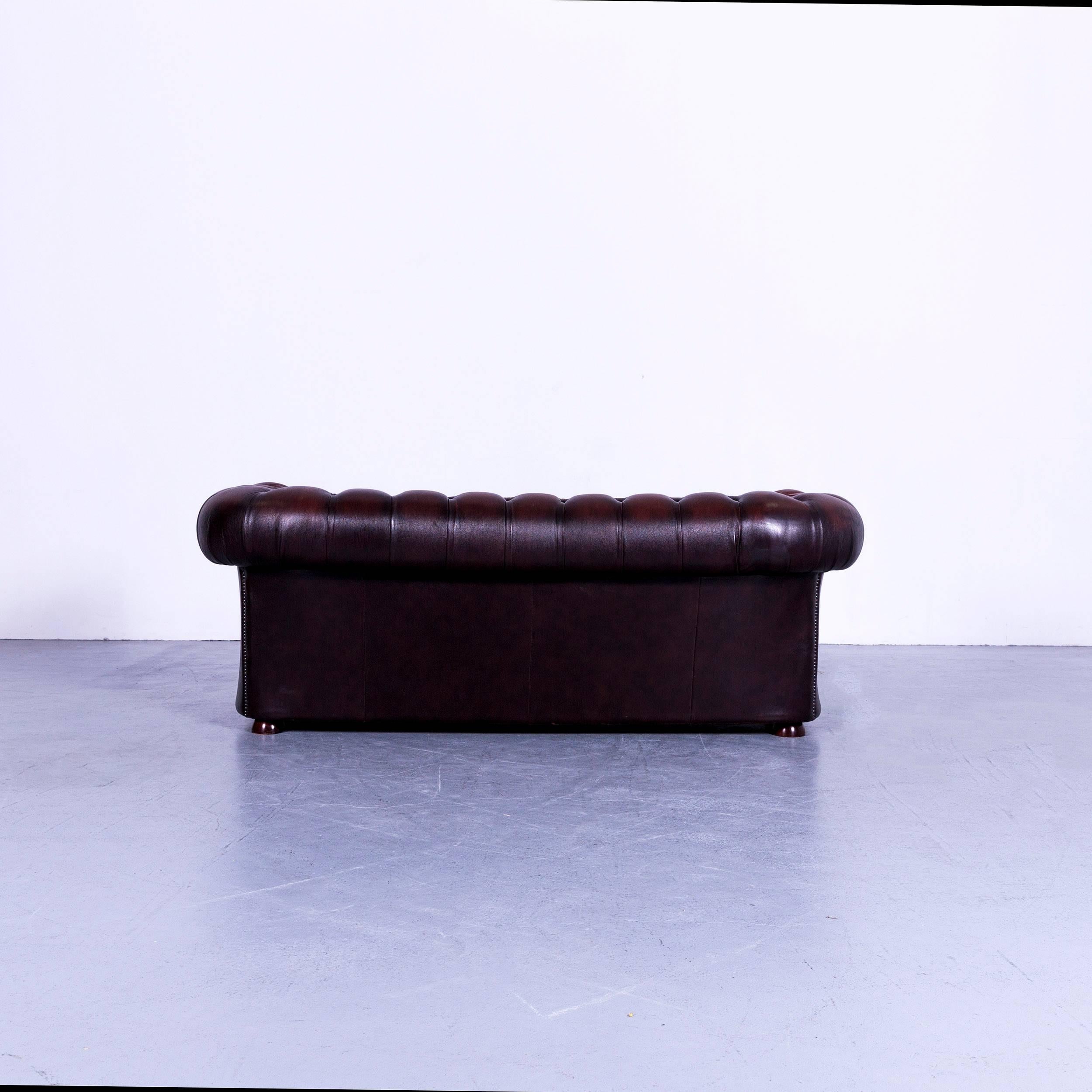 Chesterfield Leather Sofa Red Three-Seat Couch 4