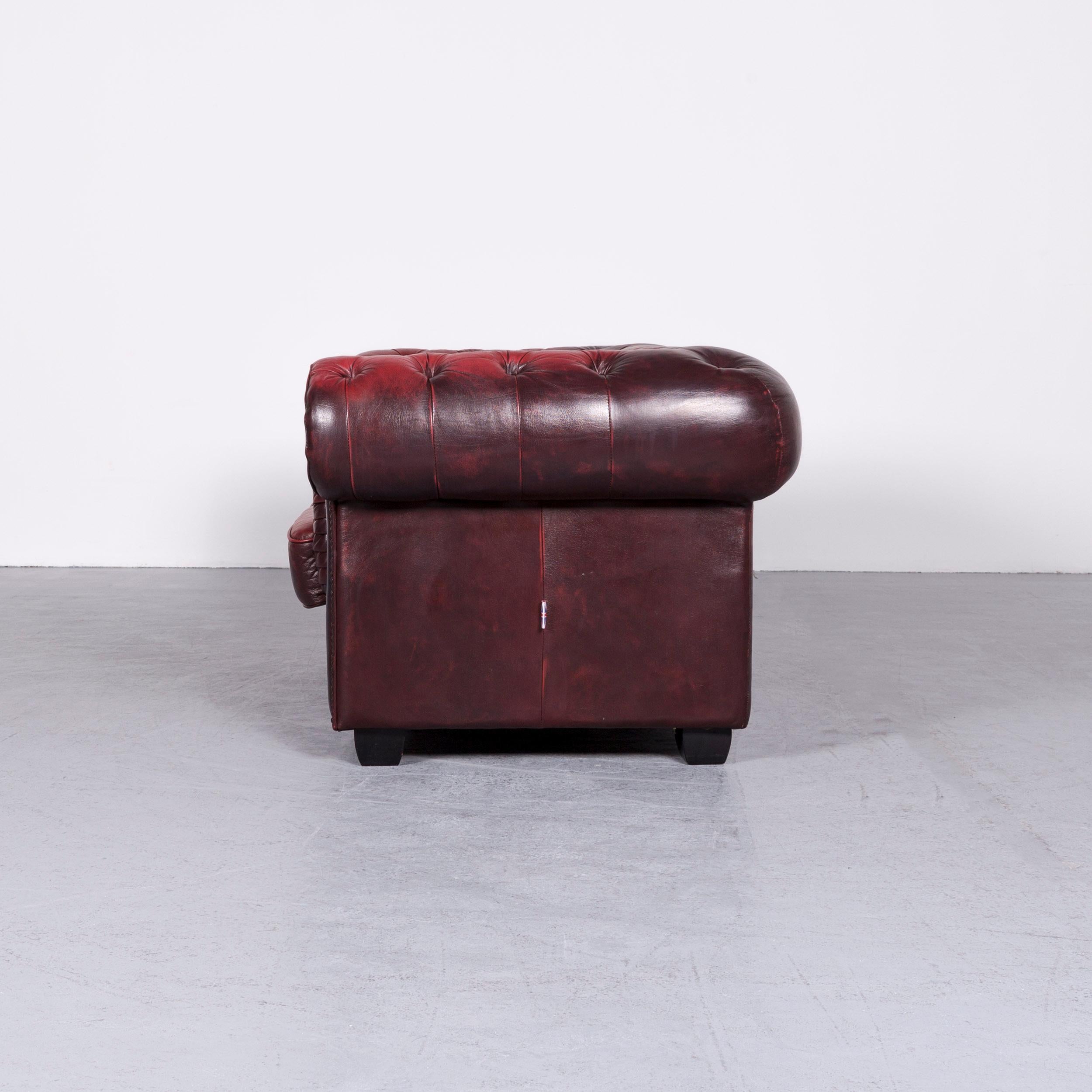 Chesterfield Leather Sofa Red Two-Seat Vintage Couch 5