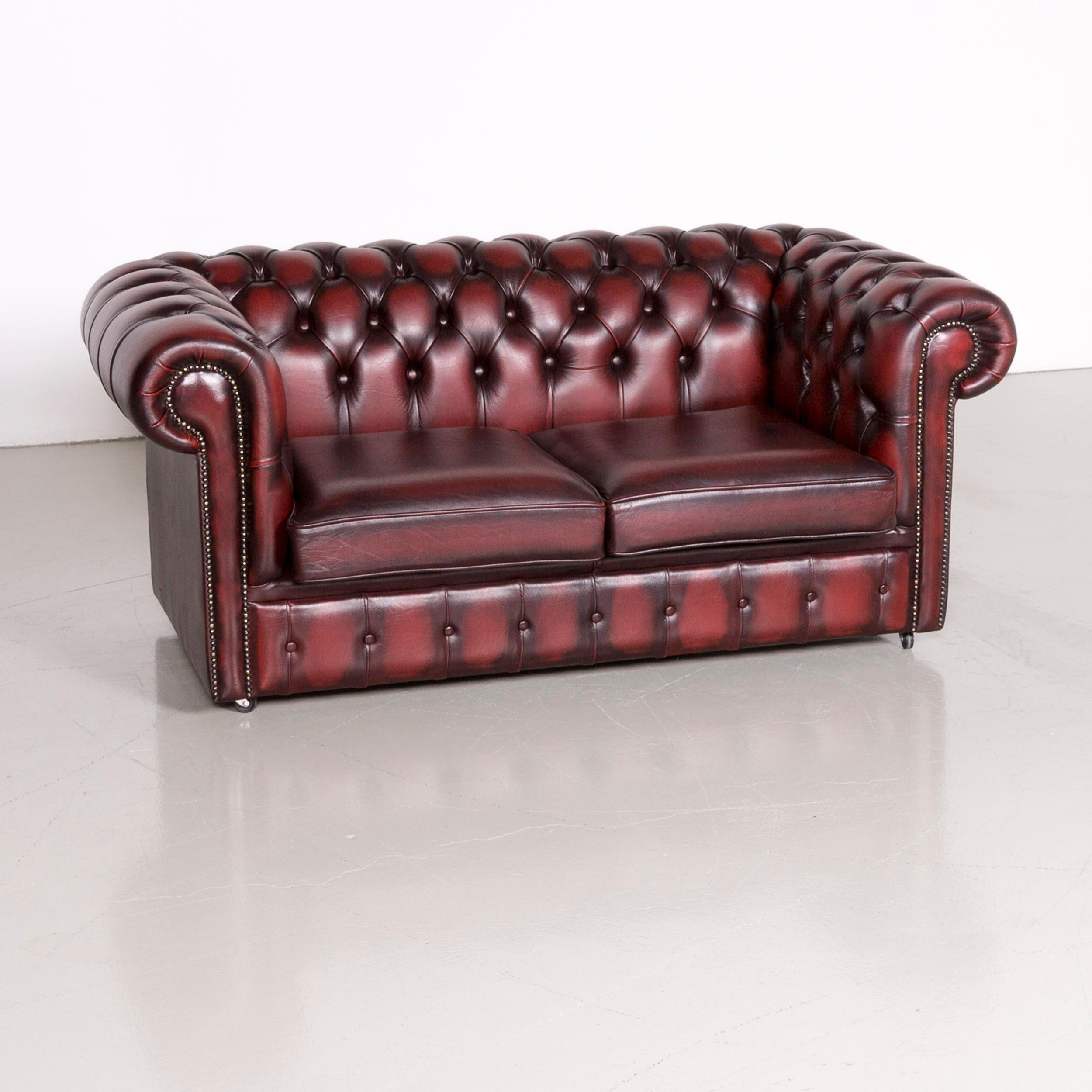 red chesterfield 2 seater sofa