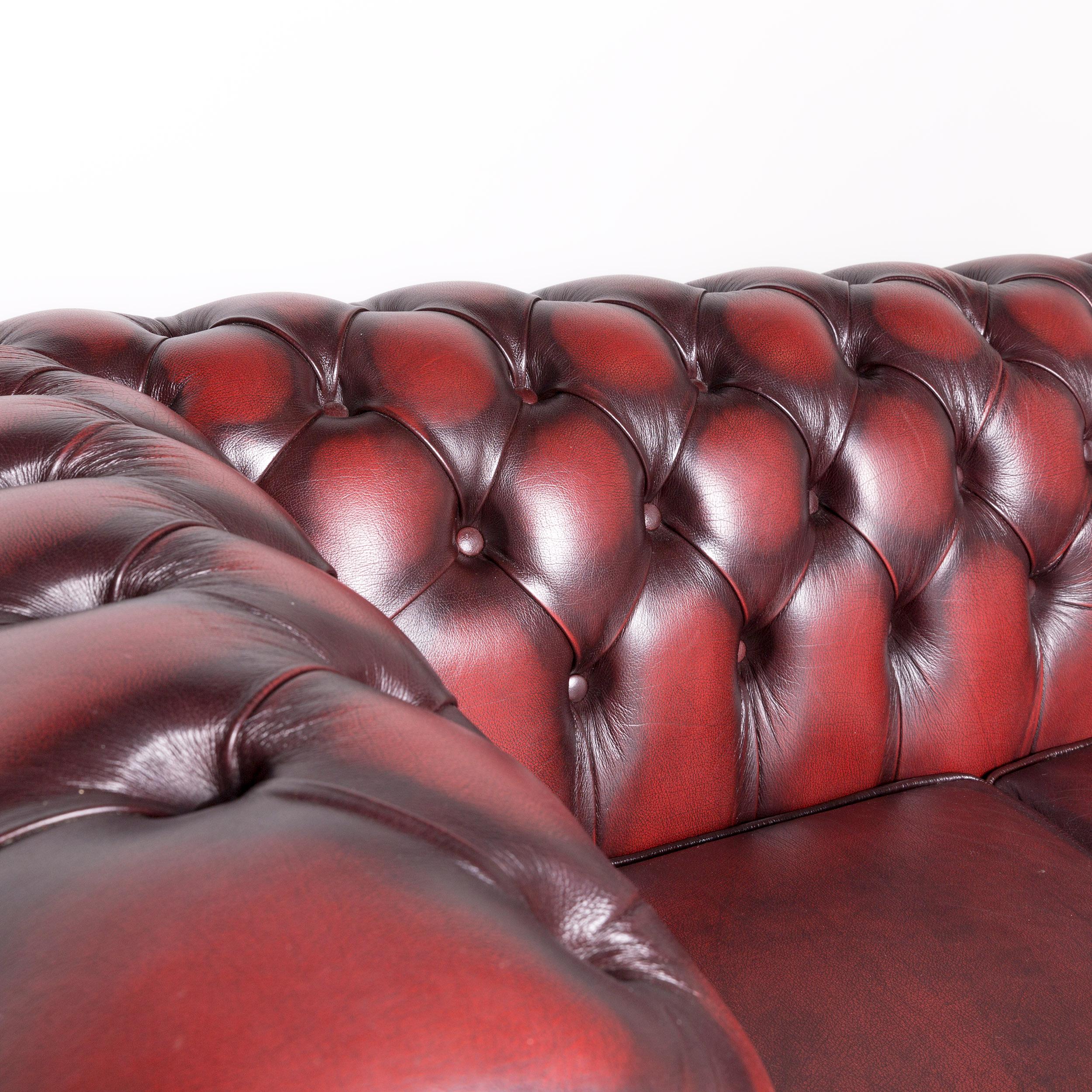 Contemporary Chesterfield Leather Sofa Red Two-Seat Vintage Couch