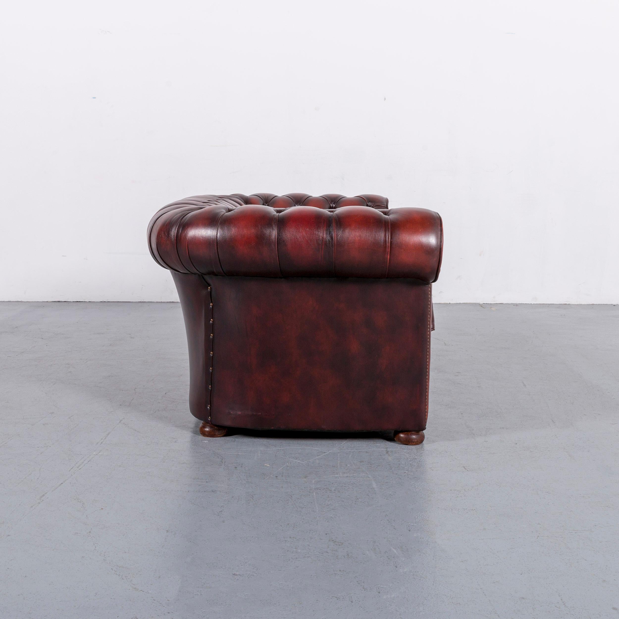 Chesterfield Leather Sofa Red Two-Seat Vintage Retro 2