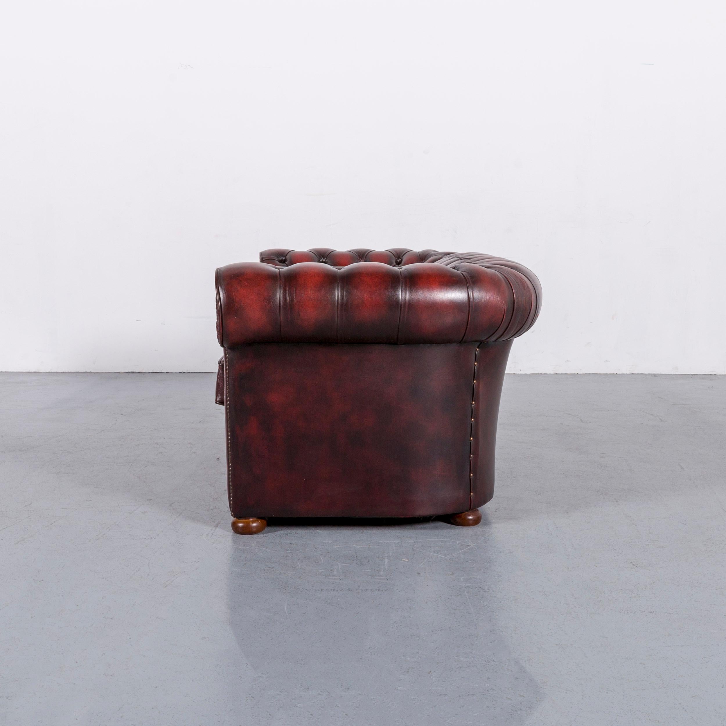 Chesterfield Leather Sofa Red Two-Seat Vintage Retro 4