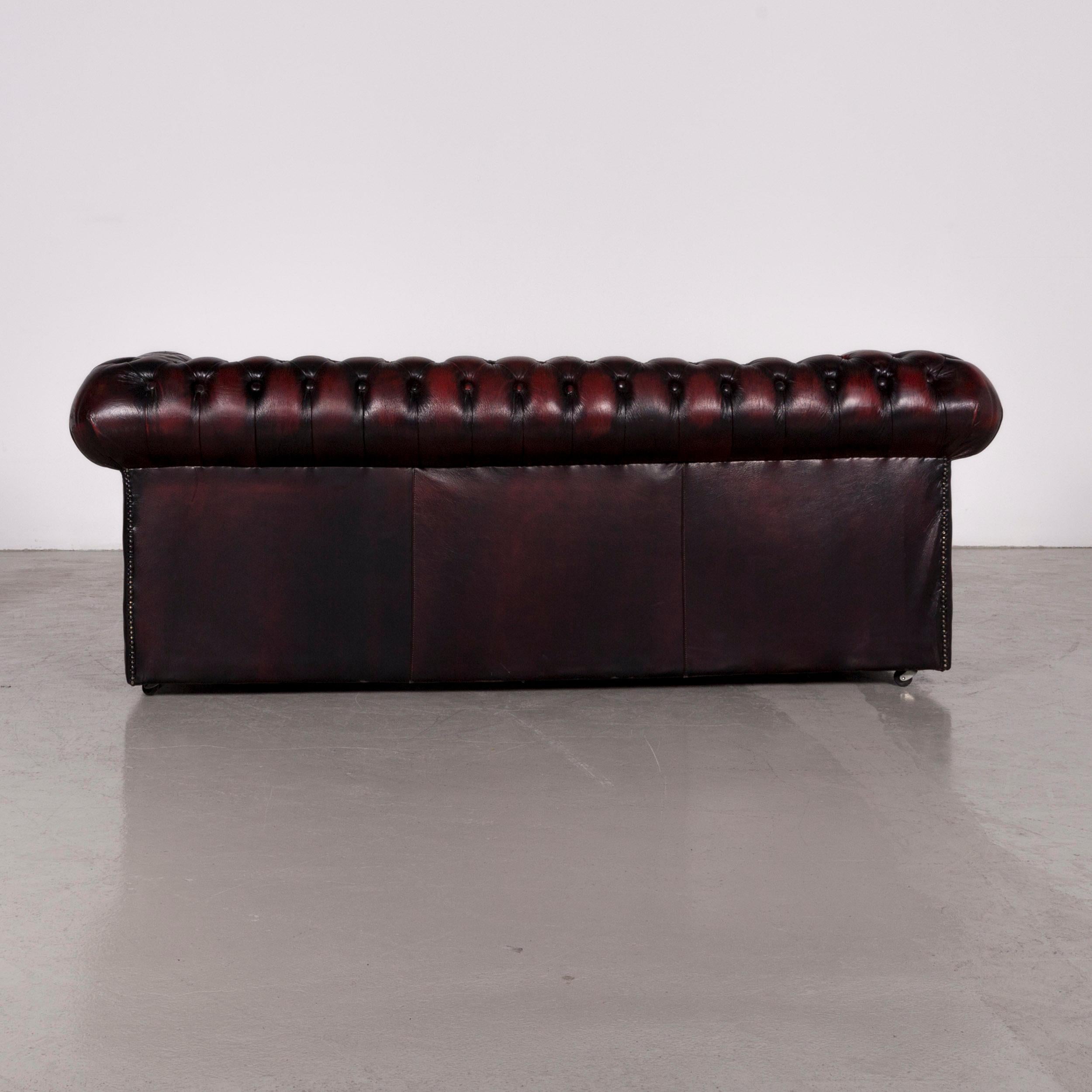 Chesterfield Leather Sofa Red Vintage Two-Seat Couch 4