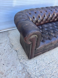 Chesterfield Leather Sofa, Vintage Upholstery, Patina Finish, 1985