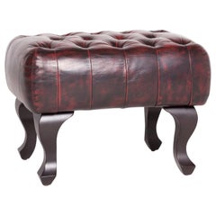 Chesterfield Leather Stool Red Genuine Leather Stool Vintage Retro