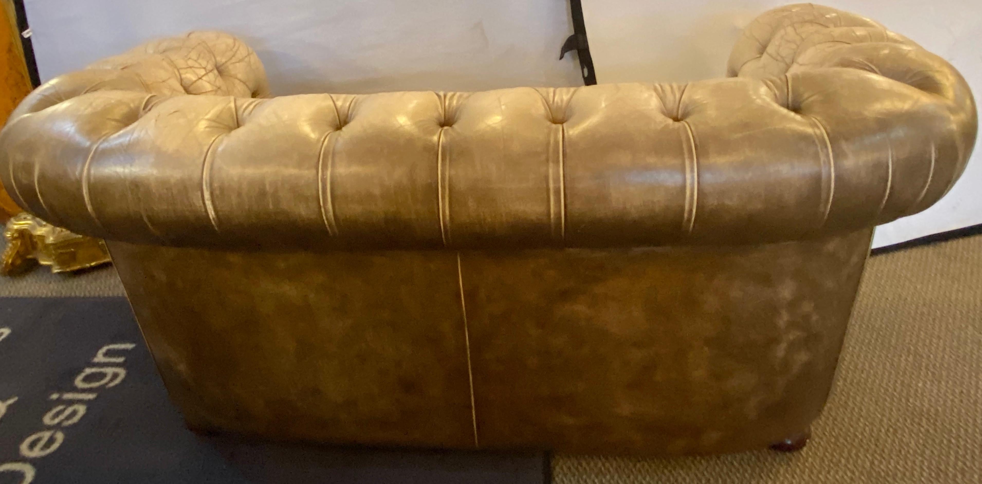 Chesterfield Leather Upholstered Loveseat Sofa 13