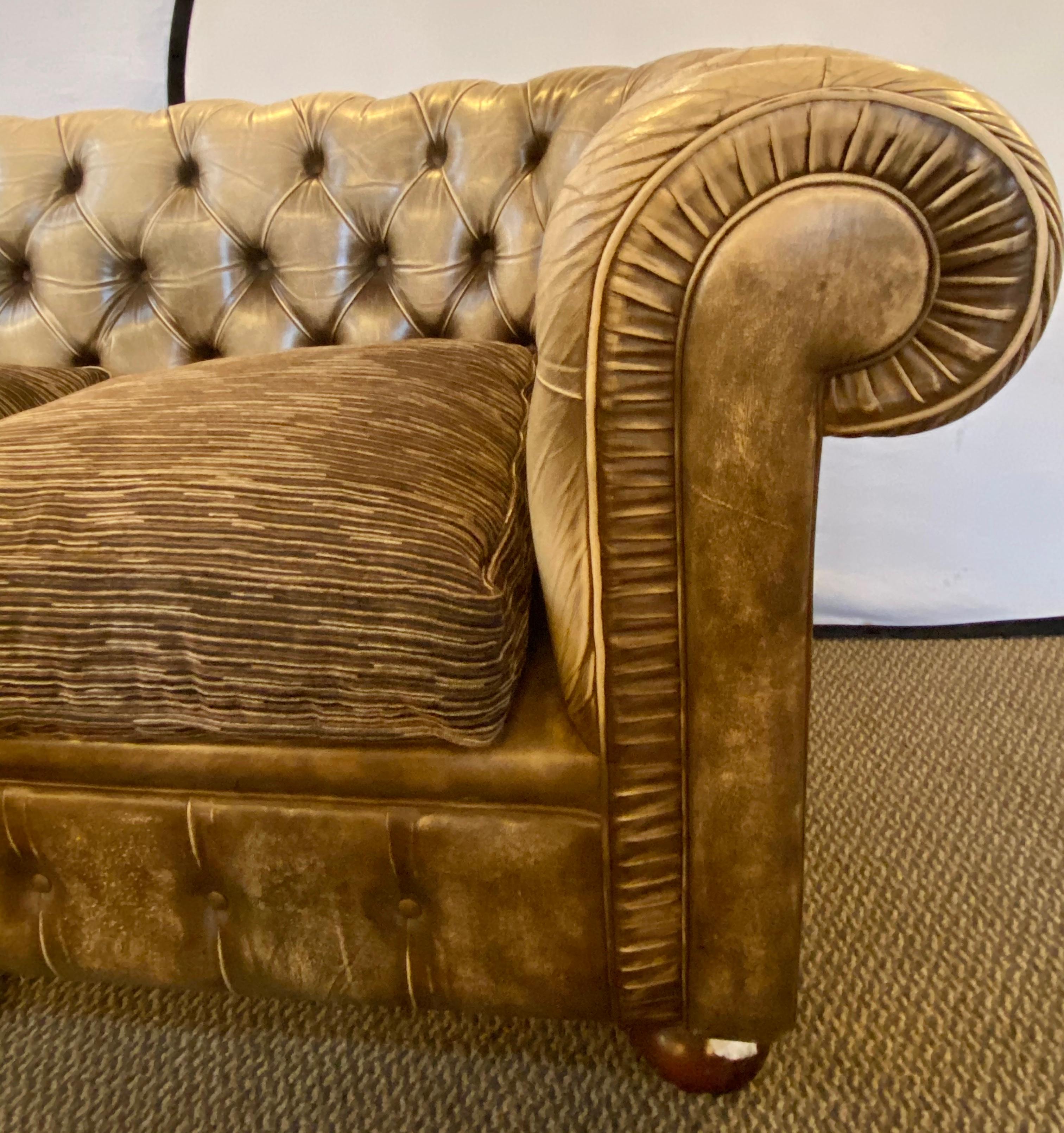 20th Century Chesterfield Leather Upholstered Loveseat Sofa