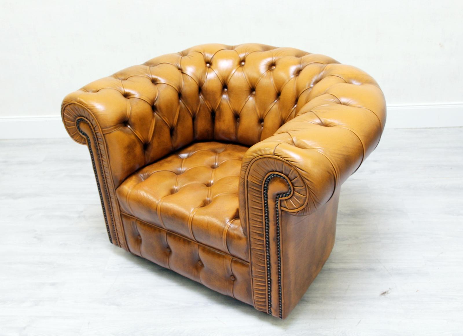 Chesterfield Ledersessel Antik Vintage Englisch Sessel For Sale 1