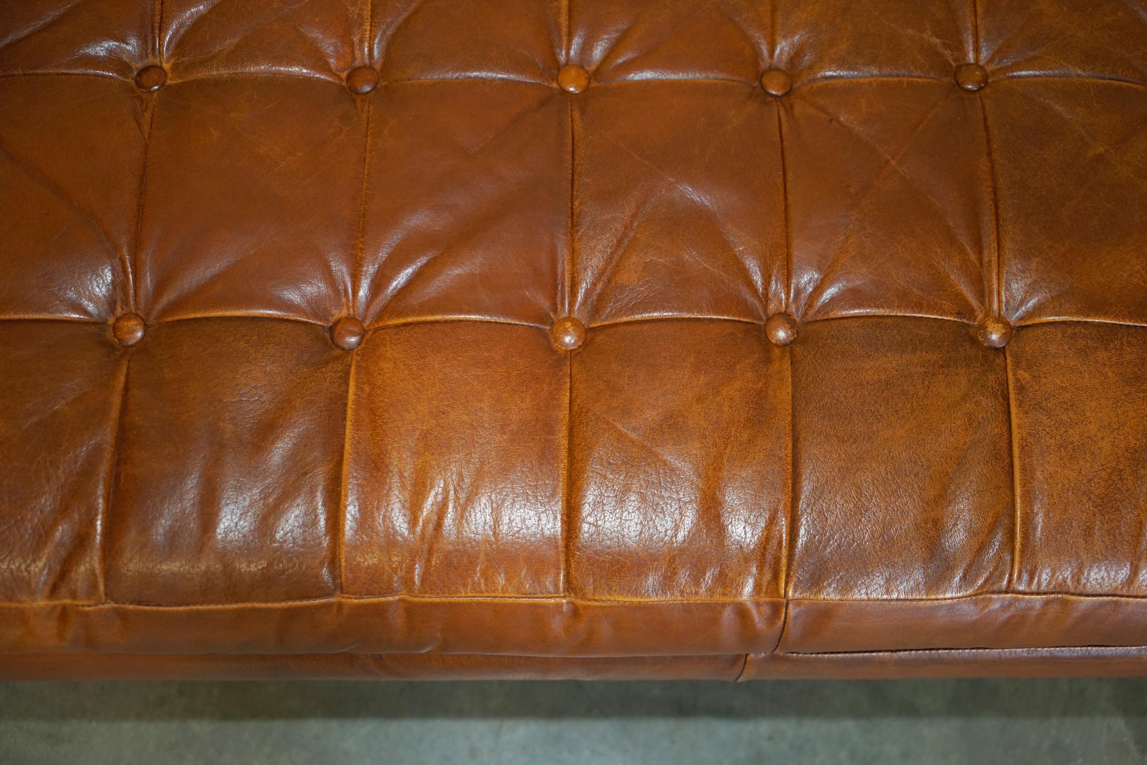 Fait main CHESTERFiELD LEGACY CUIR BRUN KNOLL STUDIO BARCELONA STYLE DAYBED FOOTSTOOL en vente