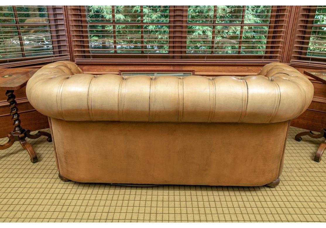 Chesterfield Loveseat in Caramel Tufted Leather For Sale 2