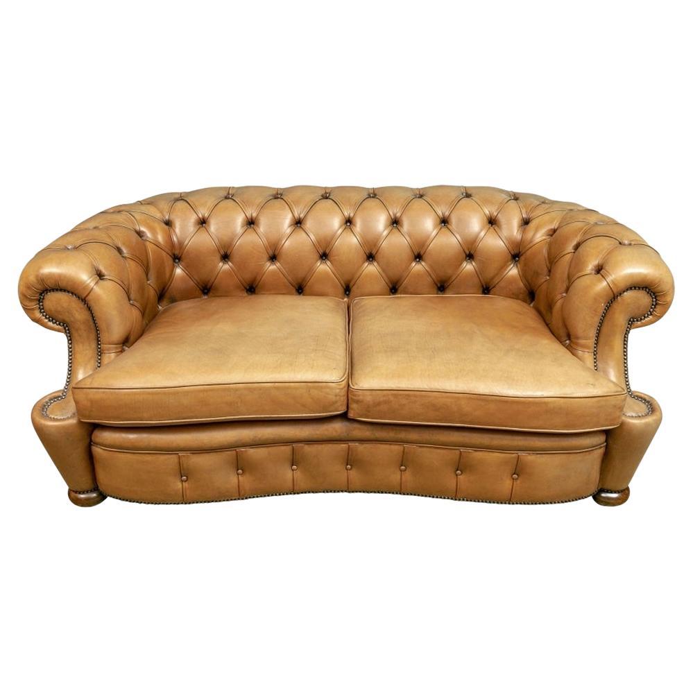 Chesterfield Loveseat in Caramel Tufted Leather