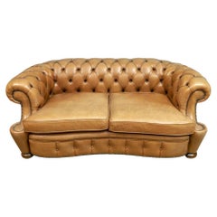Chesterfield Loveseat in Caramel Tufted Leather