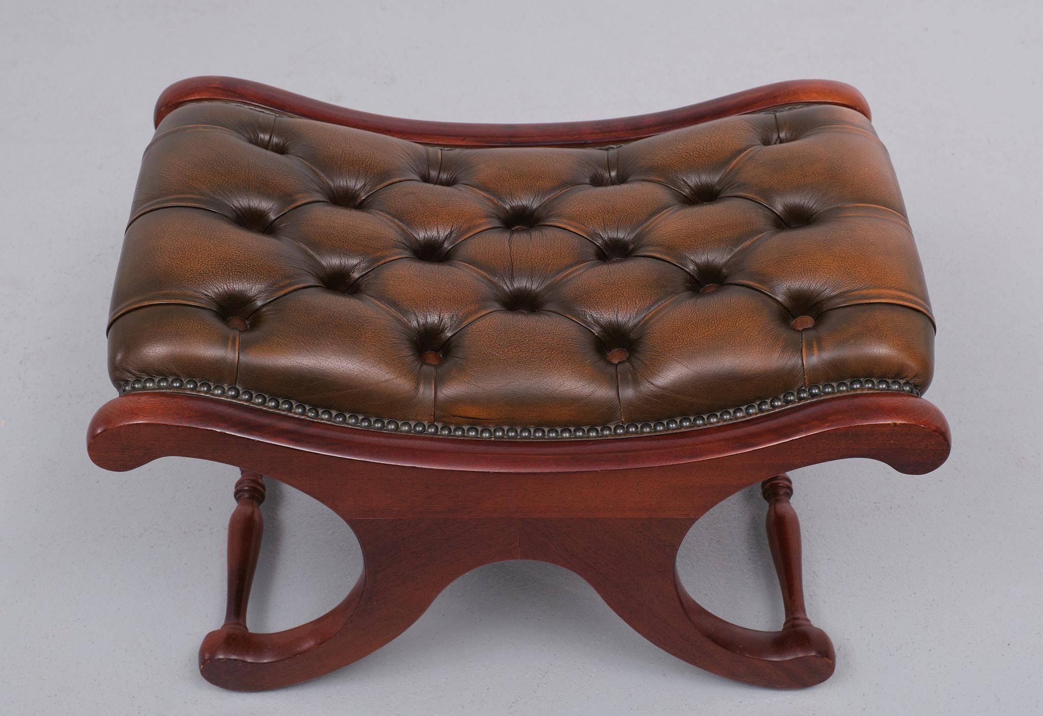 Contemporary Chesterfield Mahogany Ottoman, England  For Sale