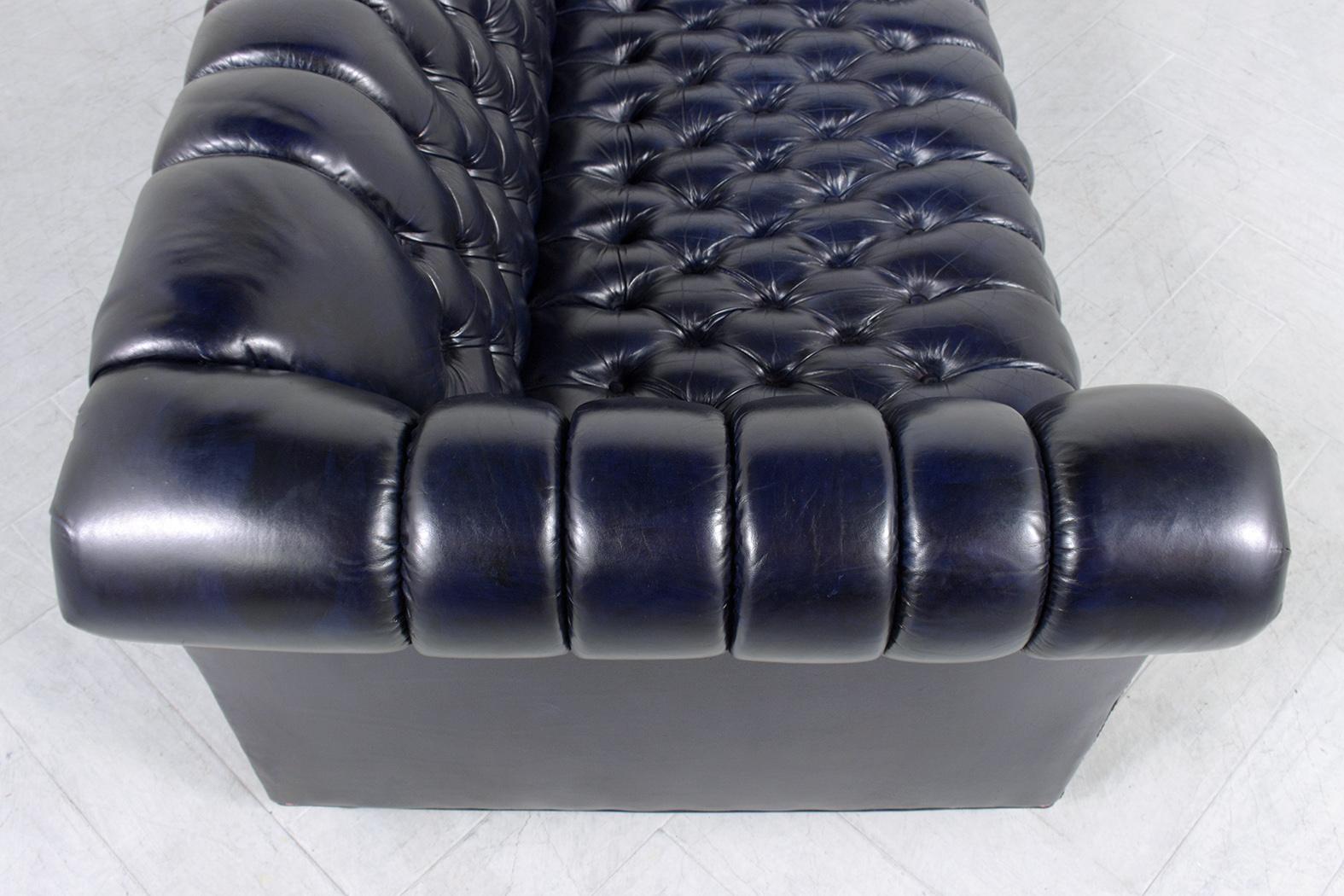 Chesterfield Blue Leather Sofa 2