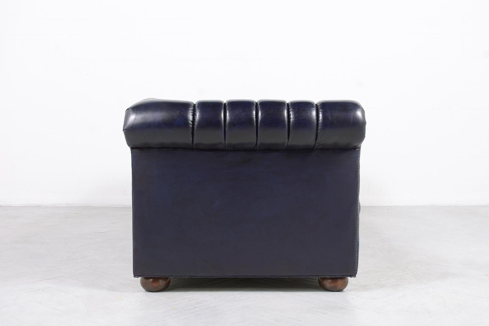 Chesterfield Blue Leather Sofa 3