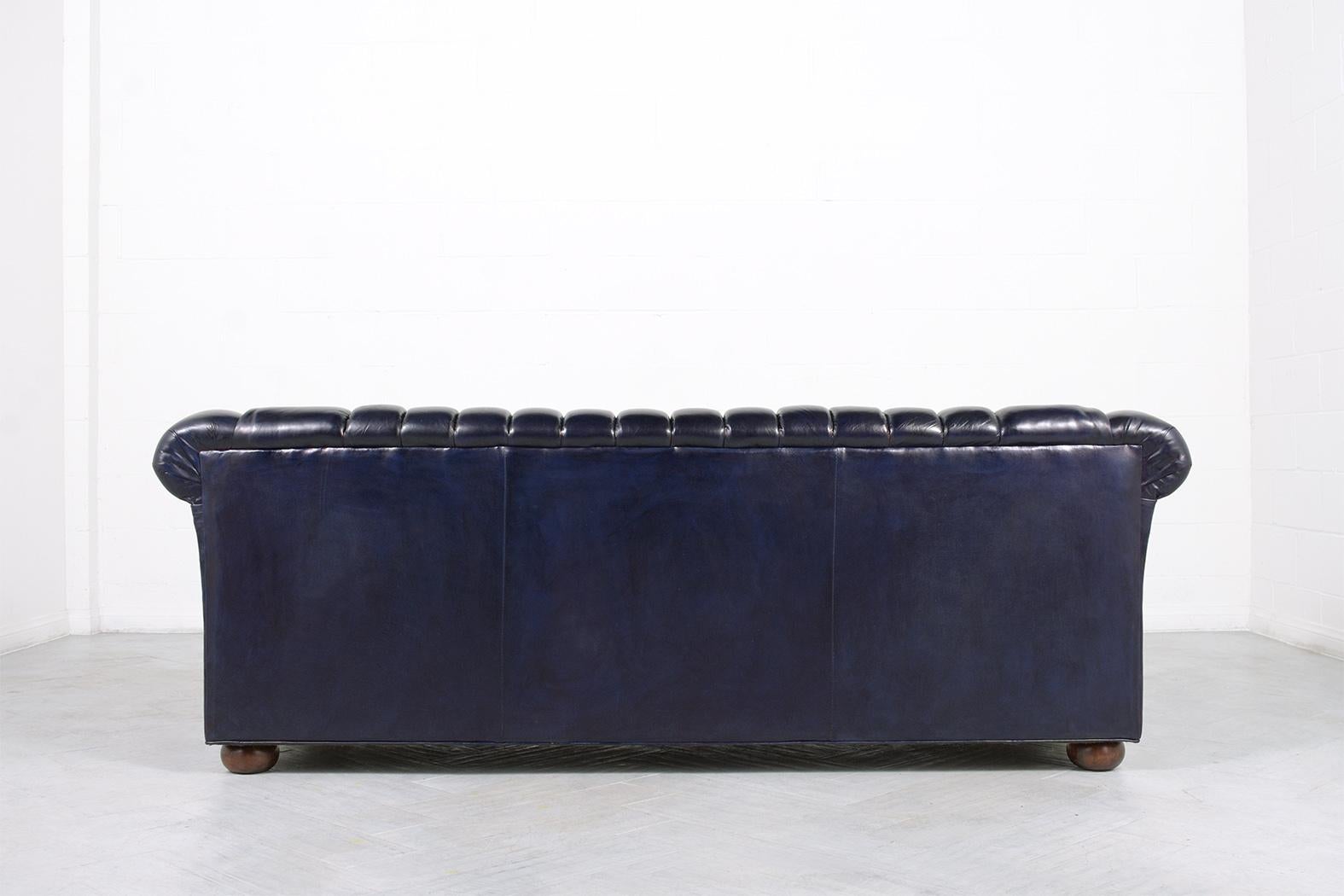 Chesterfield Blue Leather Sofa 4