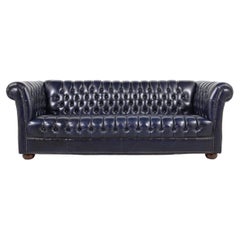 Vintage Chesterfield Blue Leather Sofa