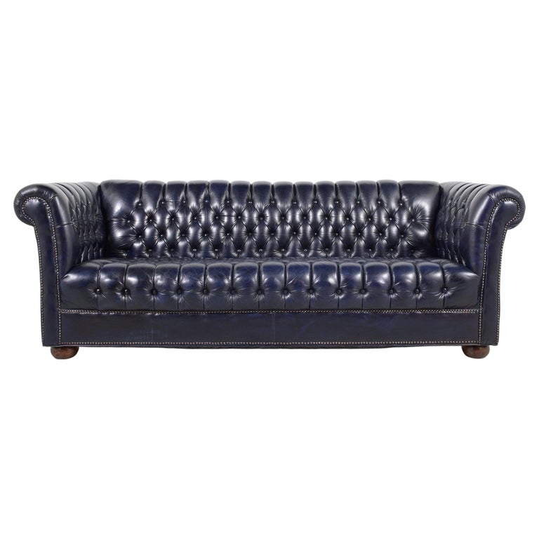 Chesterfield Blue Leather Sofa at 1stDibs | blue chesterfield chair, navy blue  leather chesterfield sofa, blue leather tufted sofa