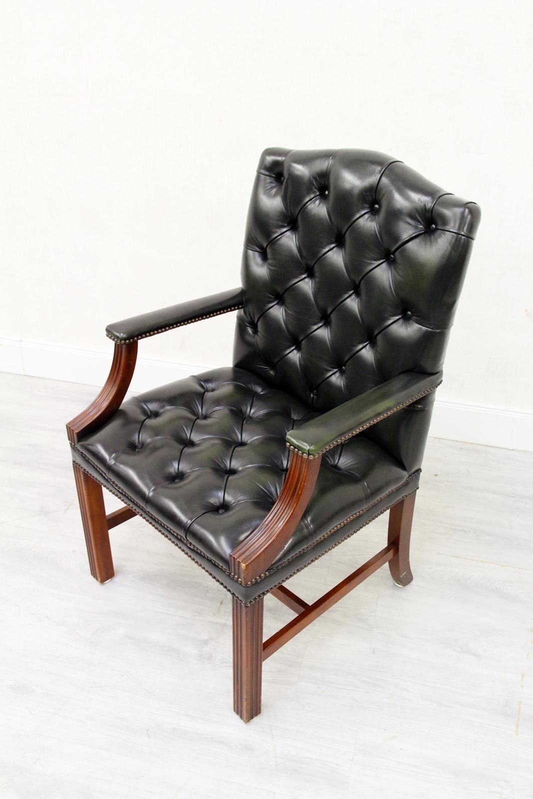 Chesterfield Office Chair Leather Armchair Antique English Armchair Chair For Sale 1
