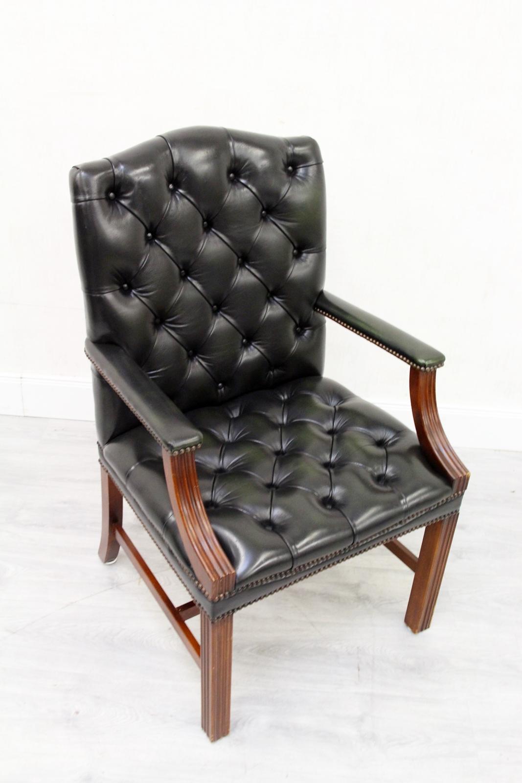 Chesterfield Office Chair Leather Armchair Antique English Armchair Chair For Sale 2