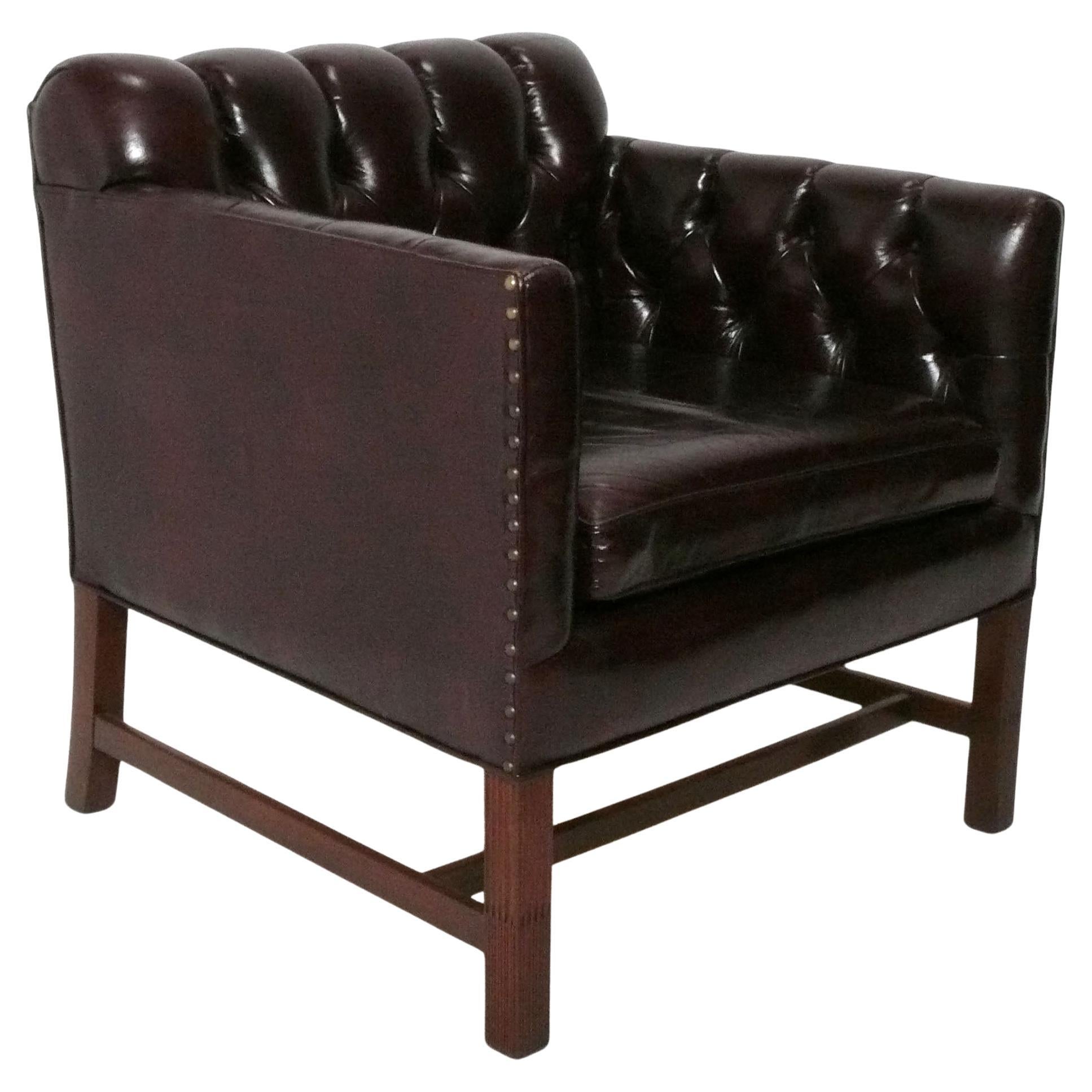 Chesterfield Oxblood Leder Lounge Stuhl von Kittinger