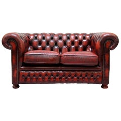 Chesterfield Real Leather Two-Seat Sofa by Springvale in Original Design Very