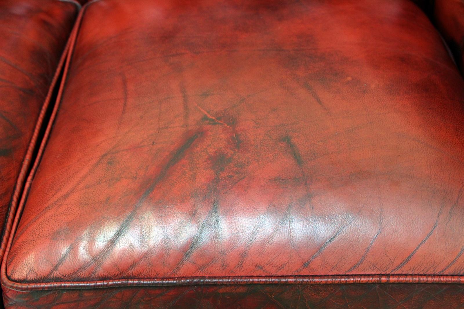 Late 20th Century Chesterfield Real Leather Two-Seat Sofa by Springvale in Original Design Very For Sale