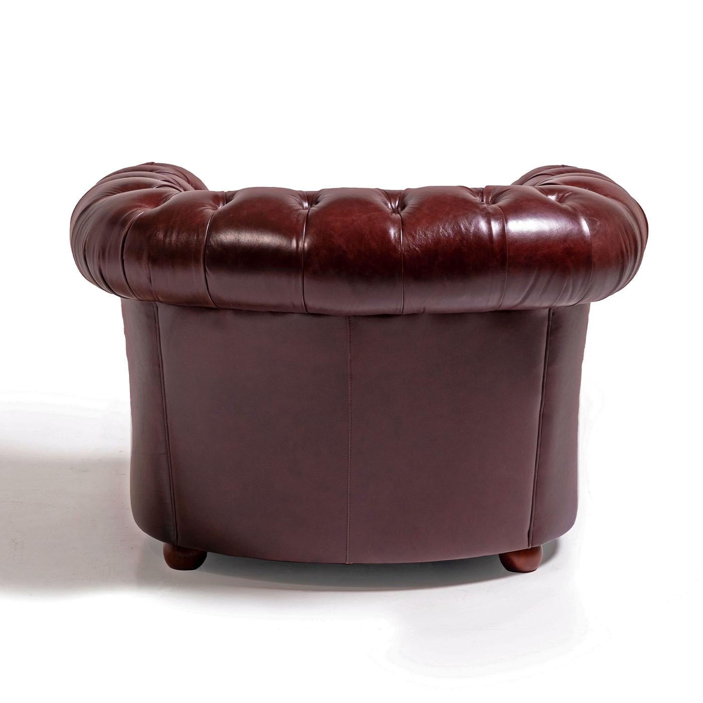 Italiano Poltrona Chesterfield in pelle rossa rubino di Mantellassi 1926 in vendita