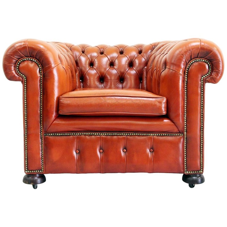 Chesterfield Sessel Leder Antik Vintage Englisch Chippendale Club For Sale  at 1stDibs