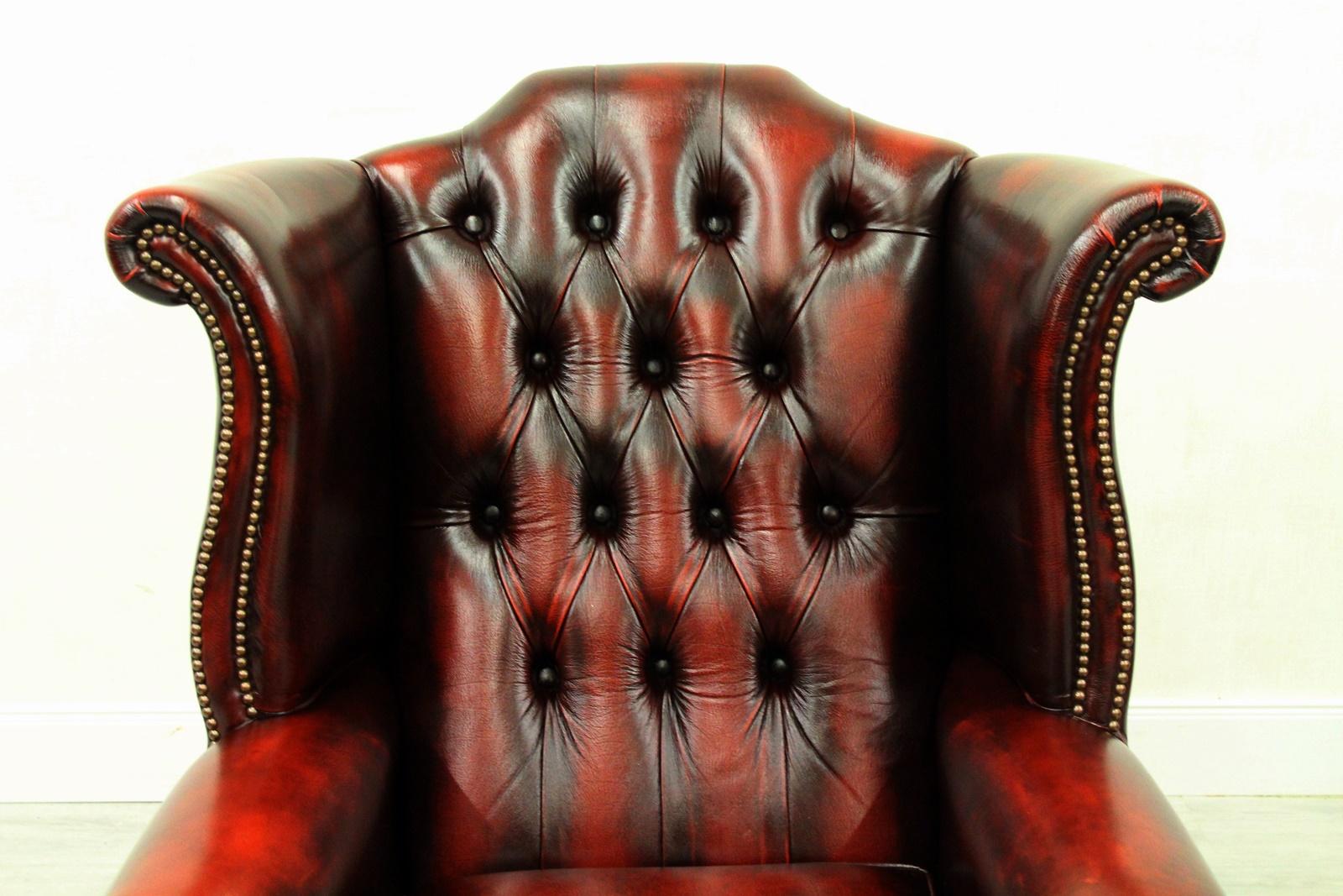 Chesterfield Sofa Armchair Leather Antique Wing Chair TV Armchair For Sale 6