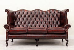 Chesterfield Sofa Armchair Leather Antique Wing Chair TV Armchair