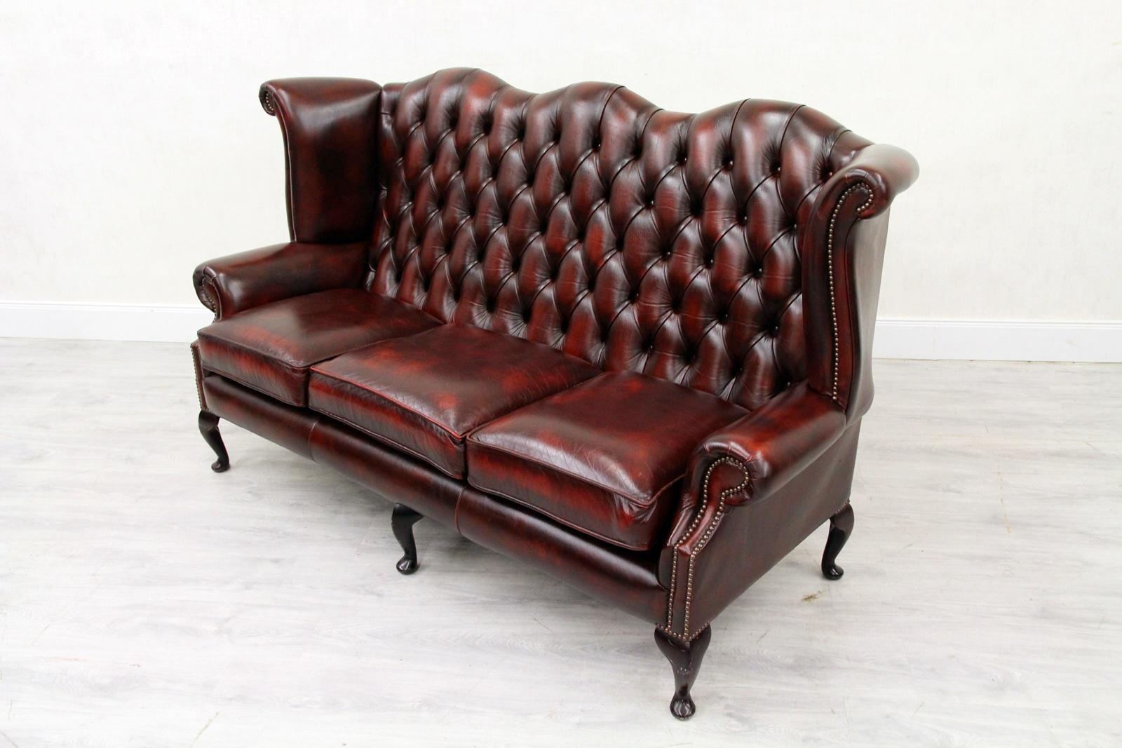 Chesterfield Sofa Armchair Leather Antique Wing Chair TV Armchair For Sale 1