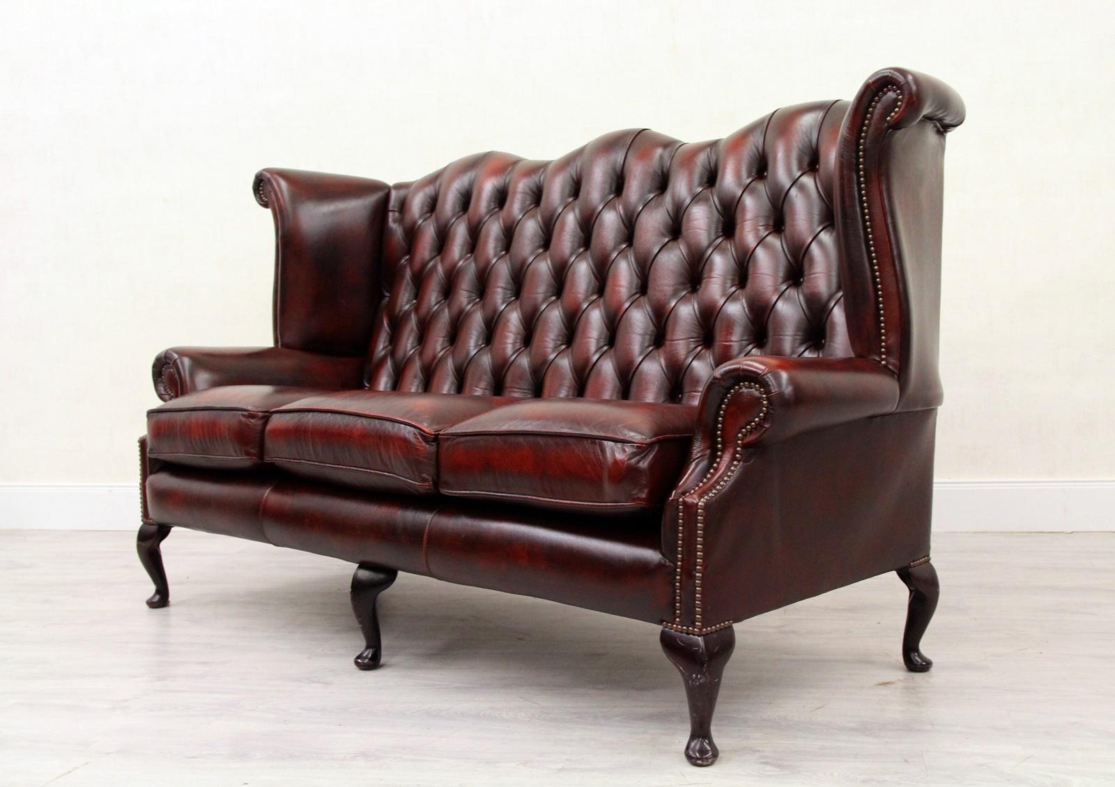 Chesterfield Sofa Armchair Leather Antique Wing Chair TV Armchair For Sale 2