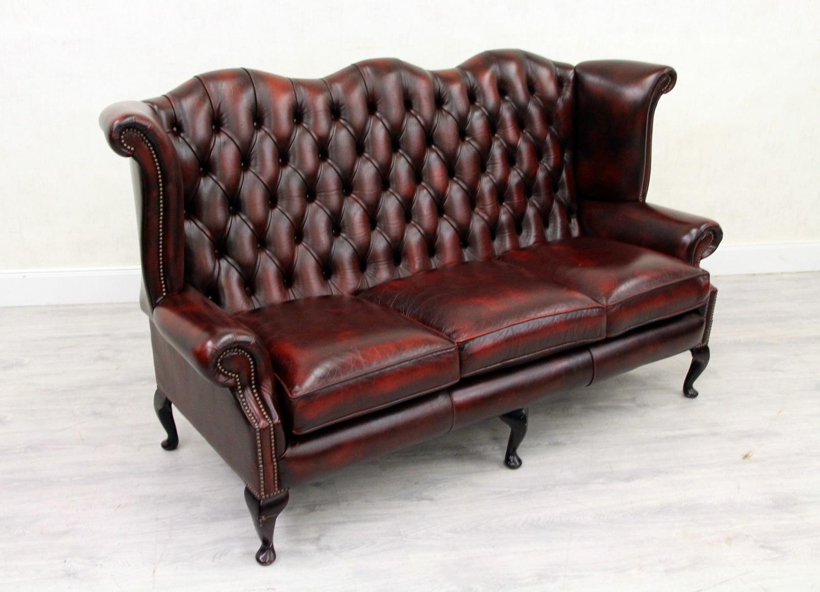 Chesterfield Sofa Armchair Leather Antique Wing Chair TV Armchair For Sale 3