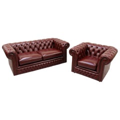 Chesterfield Sofa Armchair Set Wing Chair Couch Antique Chair