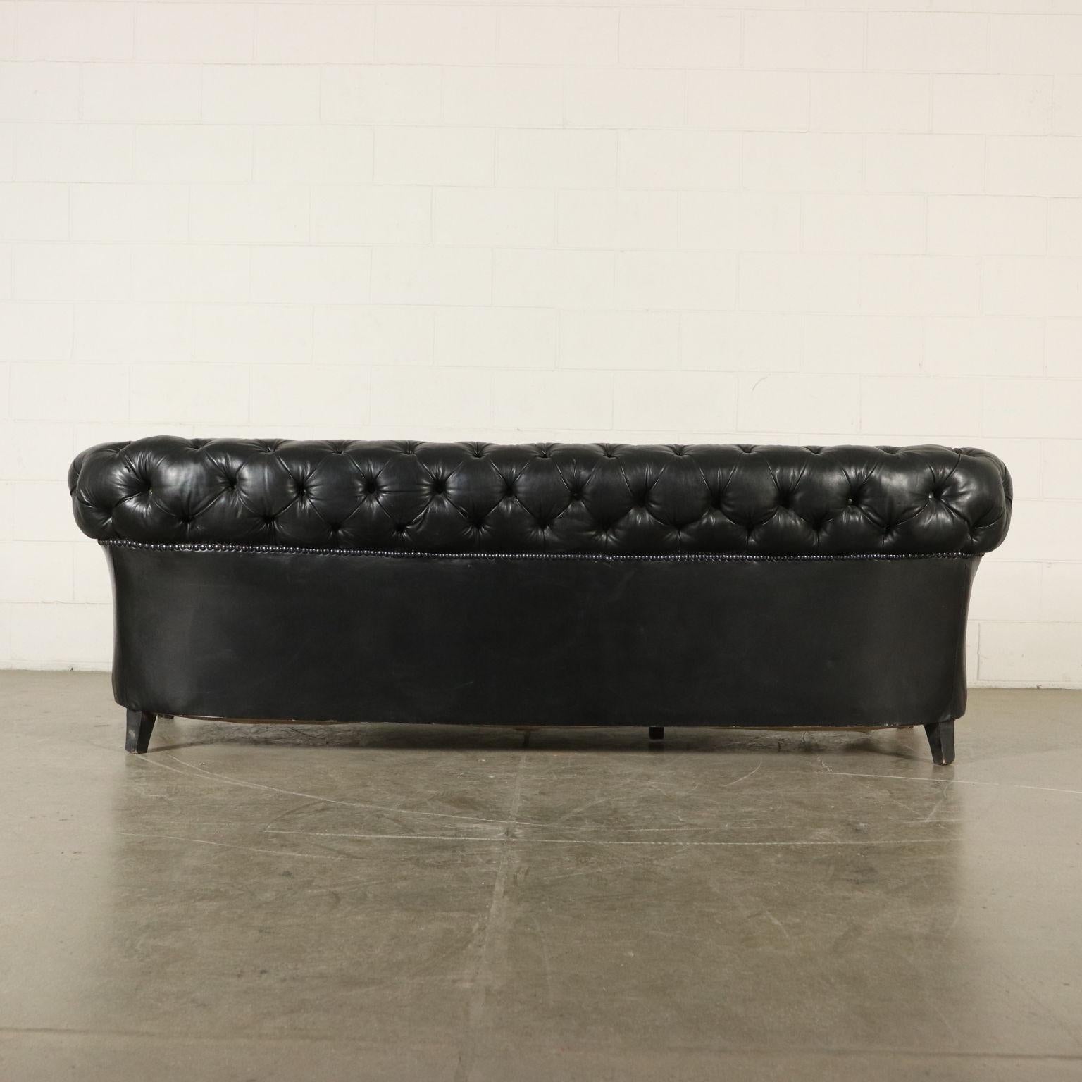 Chesterfield Sofa Black Leather, Italy, First Half of the 1900s 3