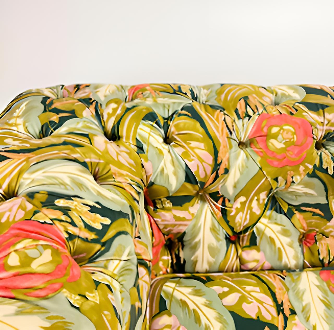 Chesterfield Sofa Floral Print Velvet Fabric In Excellent Condition For Sale In Potts Point, NSW