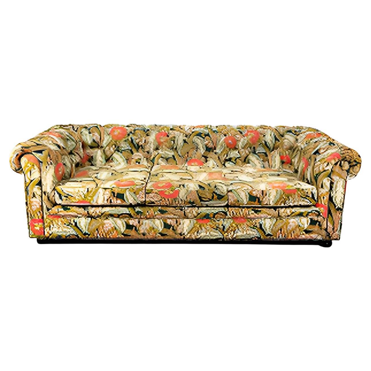 Divano Chesterfield con stampa floreale e tessuto in velluto