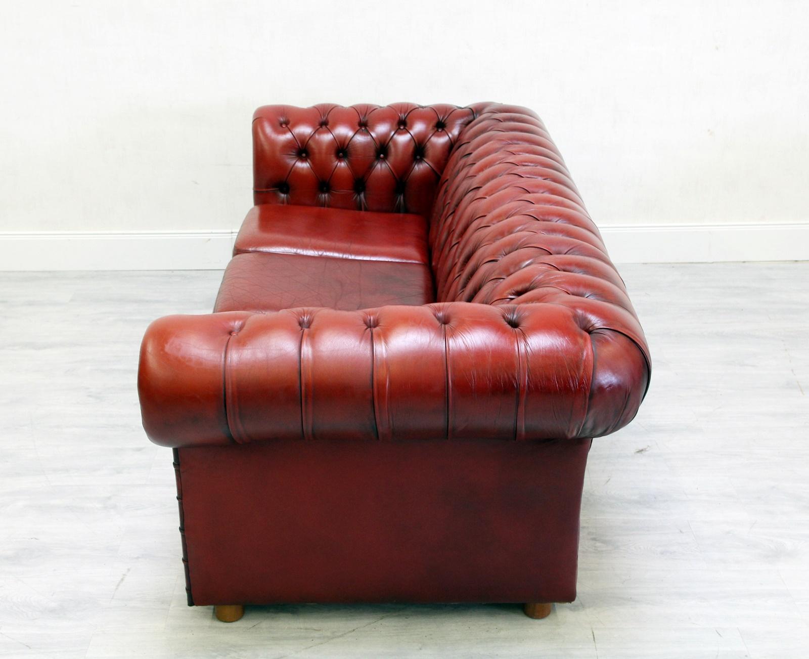 Chesterfield Sofa Garnitur Ledergarnitu Couch Antik 2-Seat 3-Seat, English For Sale 8