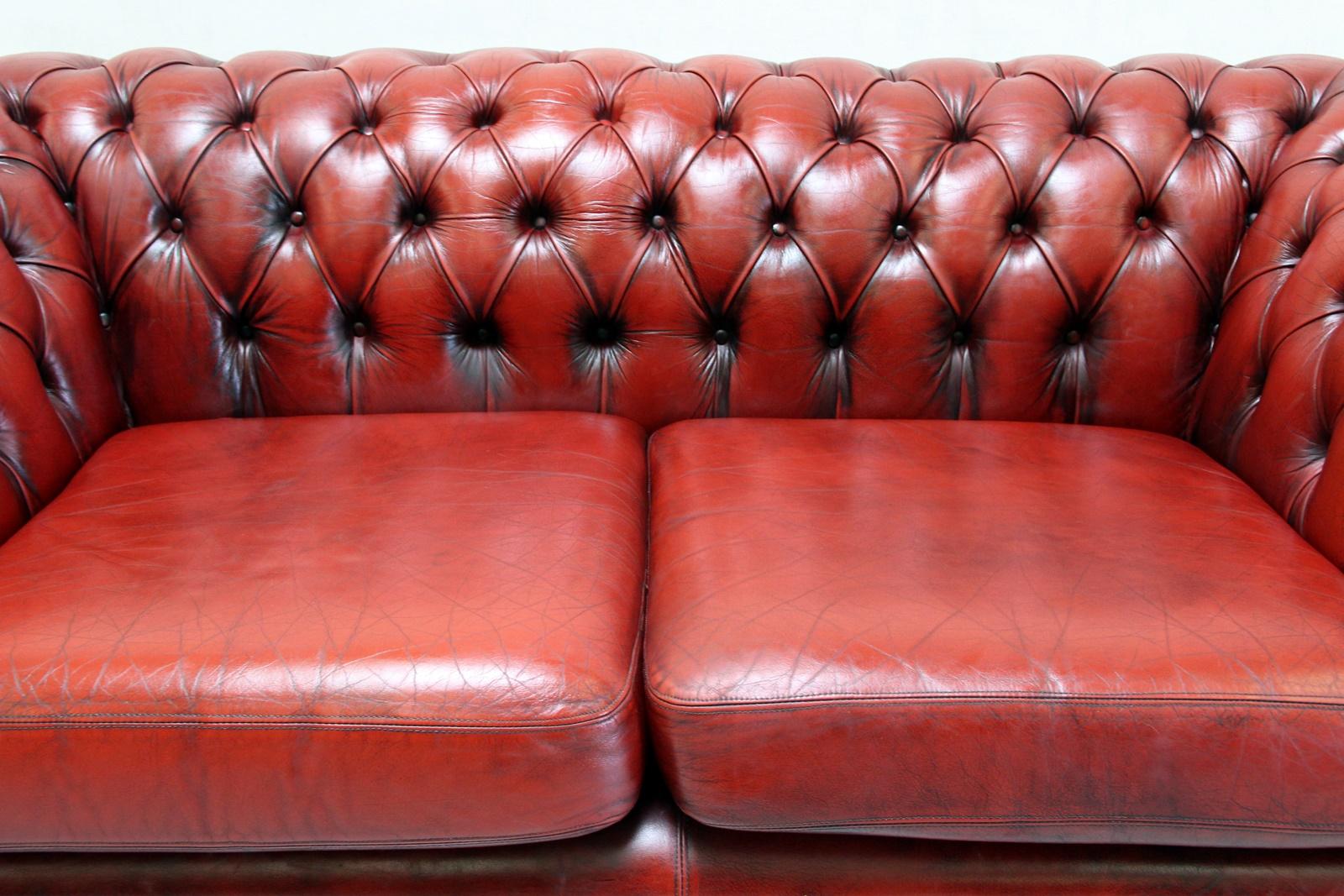 Chesterfield Sofa Garnitur Ledergarnitu Couch Antik 2-Seat 3-Seat, English For Sale 14