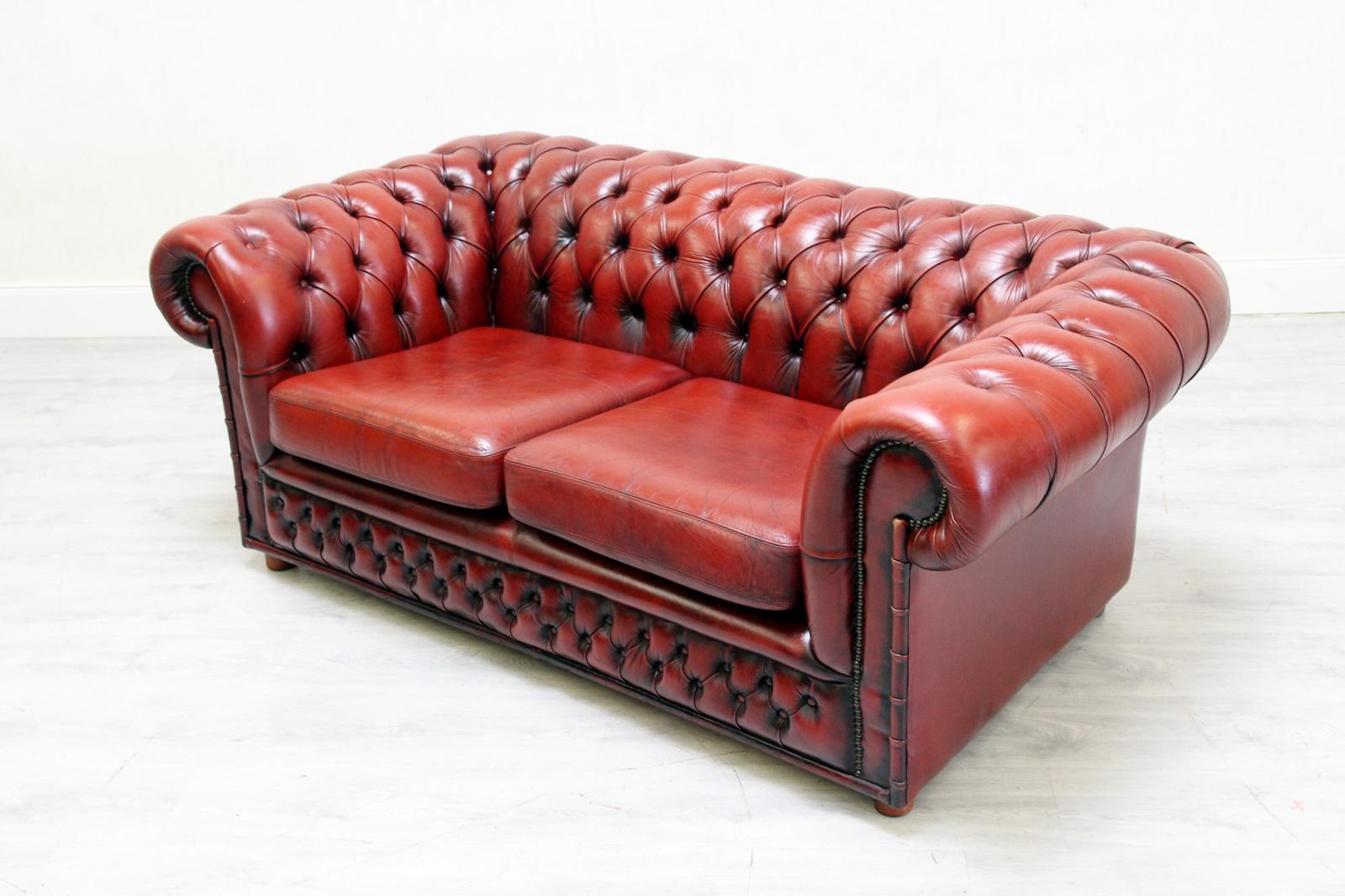 Chesterfield Sofa Garnitur Ledergarnitu Couch Antik 2-Seat 3-Seat, English For Sale 15