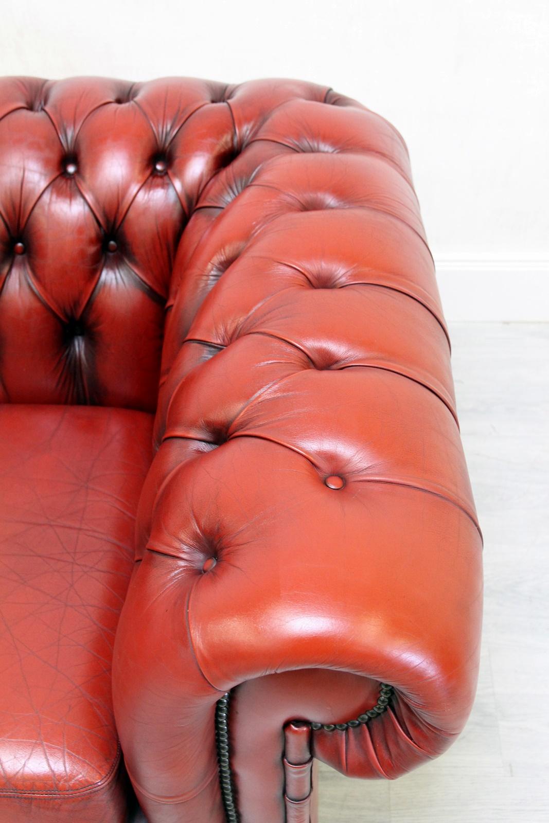 Chesterfield Sofa Garnitur Ledergarnitu Couch Antik 2-Seat 3-Seat, English For Sale 3